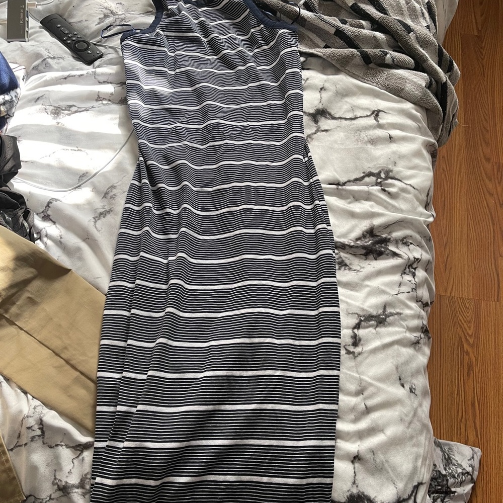 Open Back Blue Strip bodycon dress